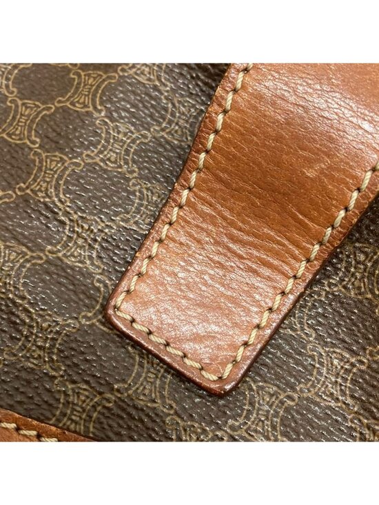 Celine Backpack Macadam Pattern Dark Brown Drawstring Leather main image 8
